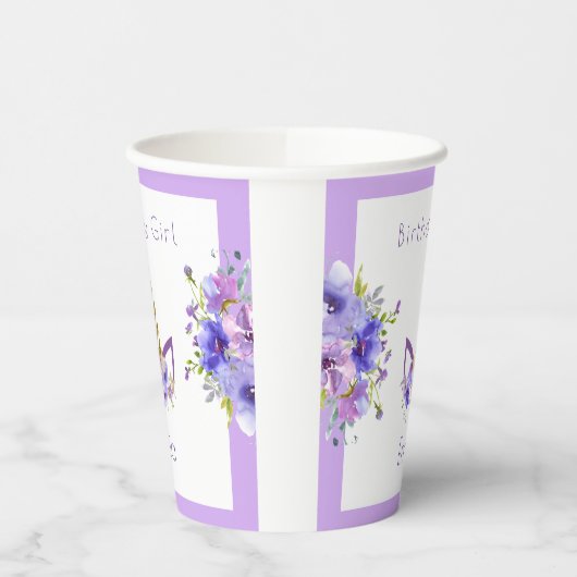 Fresh Violet | Einhornmädchen Geburtstag Pappbecher (Links)