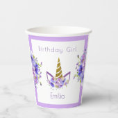 Fresh Violet | Einhornmädchen Geburtstag Pappbecher (Vorderseite)