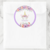 Fresh Violet | Unicorn Birthday Party Runder Aufkleber (Tasche)