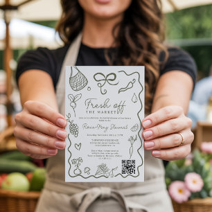 Fresh vom Markt Handgezeichnete Whimsical QR-Hochz Einladung