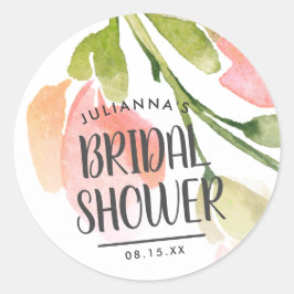 Fresh Watercolor Blooms Brautparty Gefallen Runder Aufkleber