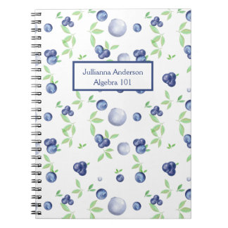 Fresh Watercolor Blueberry School Notebook Notizblock