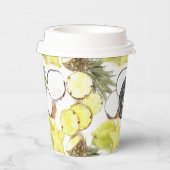 Fresh Watercolor Tropical Fruits Monogram Pattern Pappbecher (Rechts)