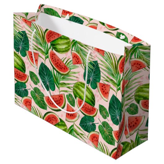 Fresh Watermelon Große Geschenktüte (Rückseite Schrägansicht)