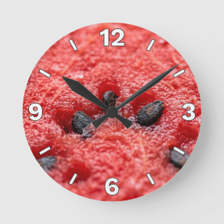 Fresh Watermelon Pulp Macro Texture Kitchen Decor Runde Wanduhr