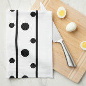 Fresh White Black Polka Dots Geschirrtuch (Viertel Falte)