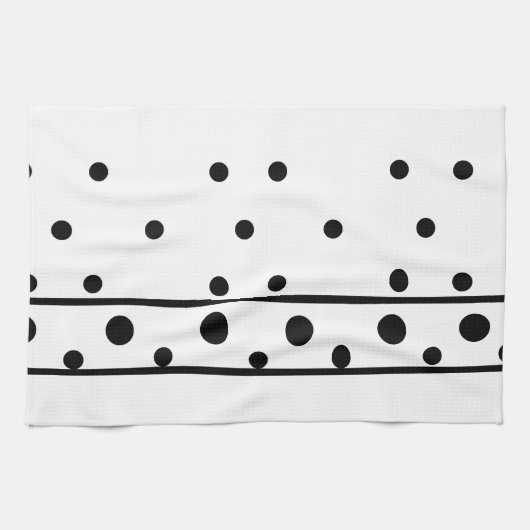 Fresh White Black Polka Dots Geschirrtuch (Horizontal)