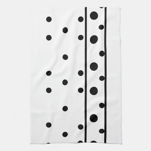 Fresh White Black Polka Dots Geschirrtuch (Vertikal)