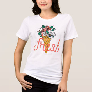 Fresh Women's T - Shirt with Flower pot Design