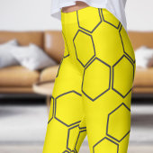 Fresh Yellow Honey Hive Pattern Leggings
