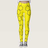 Fresh Yellow Honey Hive Pattern Leggings (Vorderseite)