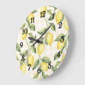 Fresh Yellow Lemons Große Wanduhr (Winkel)