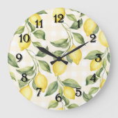 Fresh Yellow Lemons Große Wanduhr (Vorderseite)