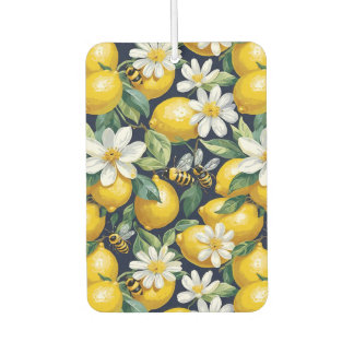 Fresh Yellow Lemons With Busy Bees & White Blooms Autolufterfrischer