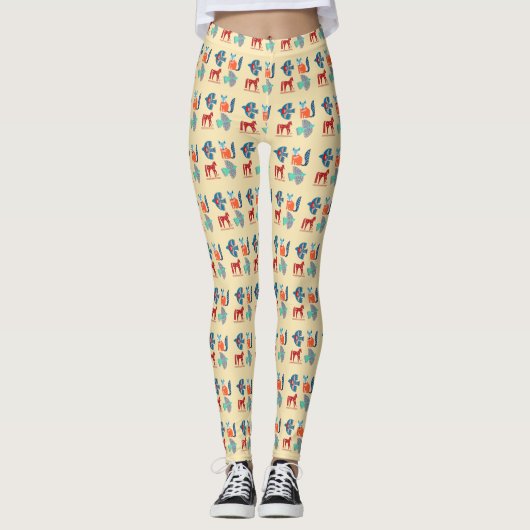 Fresh Yellow Nordic Pattern Leggings (Vorderseite)