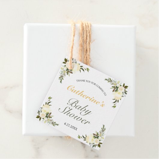 Fresh Yellow Spring Floral Baby Dusche Geschenkanhänger (Beispiel)