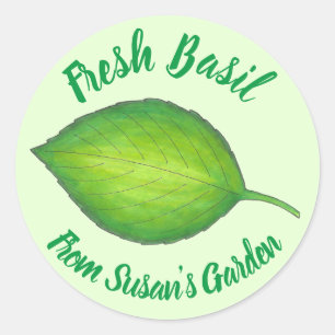 Fresh Zuhause Grown Basil Herb Personalisierter Ga Runder Aufkleber