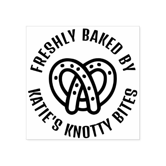 Freshly Baked by Pretzel Bakery Business Name Gummistempel (Prägung)