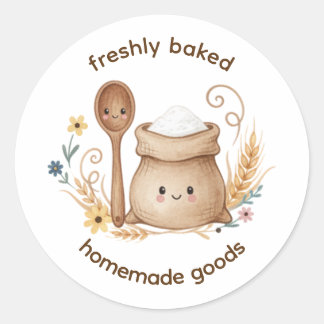 Freshly Baked Homemade Goods Label | Cottagecore  Runder Aufkleber