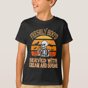 Freshly Boo’d Coffee Skeleton Halloween Funny Soky T-Shirt