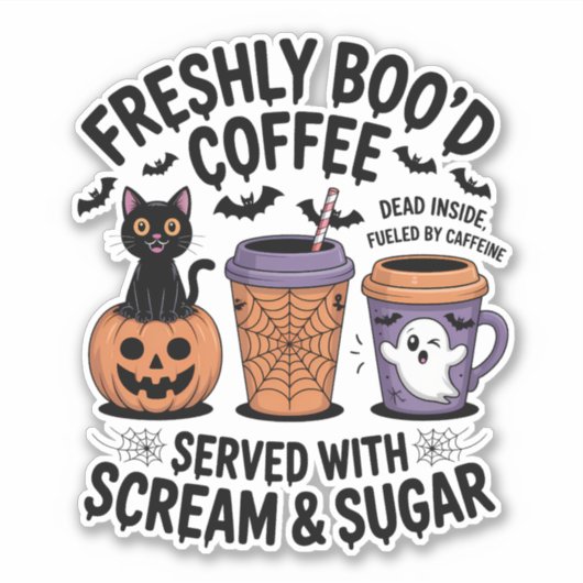 Freshly Boo'd Coffee Halloween Aufkleber (Vorderseite)