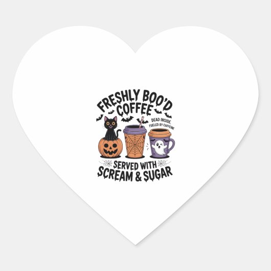 Freshly Boo'd Coffee Halloween Herz-Aufkleber (Vorderseite)