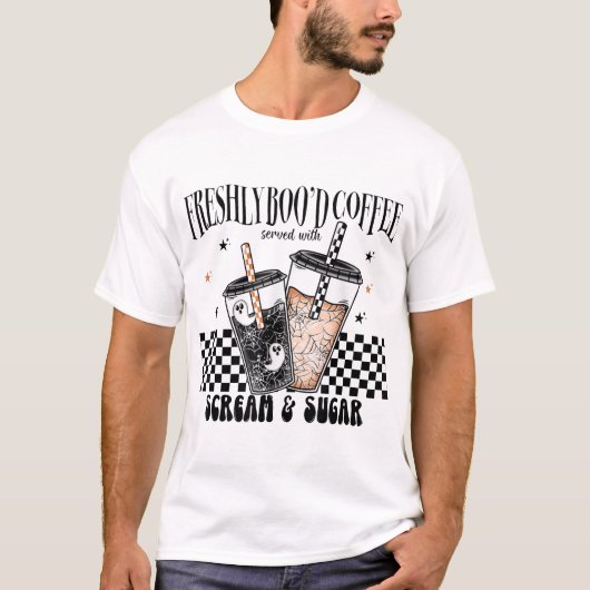 Freshly Boo'D Coffee Lovers Boujee Ghost Halloween T-Shirt (Vorderseite)
