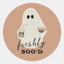 Freshly Boo'd | Halloween Niedlich Ghost Brown Runder Aufkleber