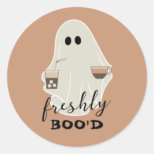 Freshly Boo'd | Halloween Niedlich Ghost Brown Runder Aufkleber (Vorderseite)