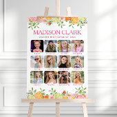 Freshly Graduated Floral Citrus Milestone Photo Poster