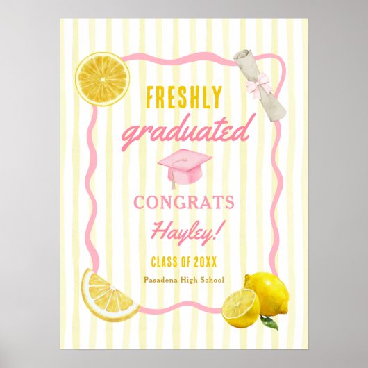 Freshly Graduated Grad Party Printable Welcome Poster (Vorne)