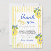 Freshly Graduated Lemon Blue Bow Graduation Dankeskarte (Rückseite)