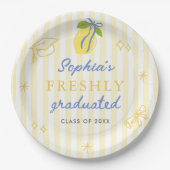 Freshly Graduated Lemon Blue Bow Graduation Pappteller (Vorderseite)