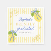 Freshly Graduated Lemon Blue Bow Graduation Serviette (Vorderseite)