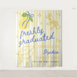 Freshly Graduated Lemon Blue Bow Graduation Wandteppich