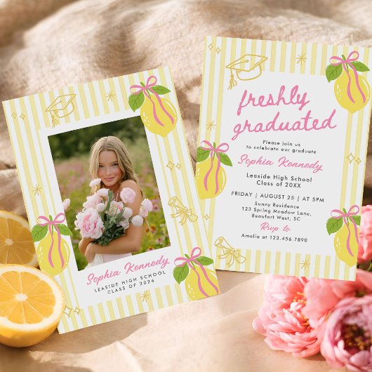 Freshly Graduated Lemon Graduation Announcement Einladung