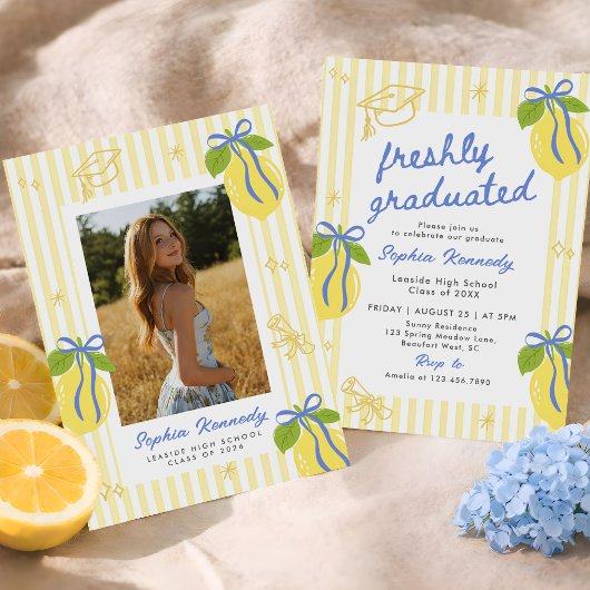 Freshly Graduated Lemon Graduation Announcement Einladung