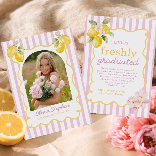 Freshly Graduated Lemon Graduation Announcement Einladung