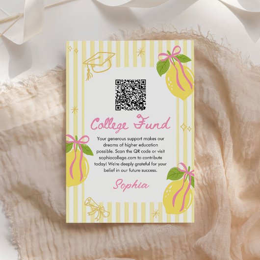 Freshly Graduated Lemon Graduation College Fund Begleitkarte