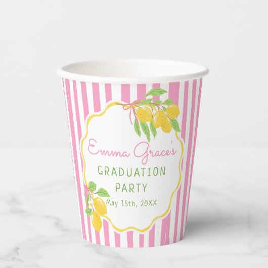 Freshly Graduated Lemon Graduation Paper Cups Pappbecher (Vorderseite)