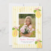 Freshly Graduated Lemon Pink Bow Graduation Dankeskarte (Vorderseite)