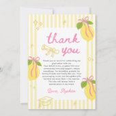 Freshly Graduated Lemon Pink Bow Graduation Dankeskarte (Rückseite)