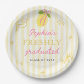 Freshly Graduated Lemon Pink Bow Graduation Pappteller (Vorderseite)