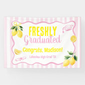Freshly Graduated Lemon Pink Stripes Banner (Horizontal)