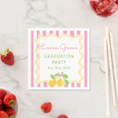 Freshly Graduated Lemon Pink Stripes Grad Napkins Serviette (Beispiel)