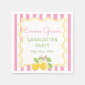 Freshly Graduated Lemon Pink Stripes Grad Napkins Serviette (Vorderseite)