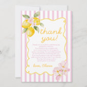 Freshly Graduated Lemon Pink Stripes Graduation Dankeskarte (Vorderseite)