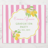 Freshly Graduated Lemon Pink Stripes Graduation Schaumweinetikett (Einzelnes Label)