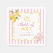 Freshly Graduated Lemon Pink Stripes Graduation Serviette (Vorderseite)
