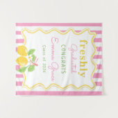 Freshly Graduated Lemon Pink Stripes Graduation Wandteppich (Vorderseite (Horizontal))